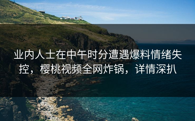 业内人士在中午时分遭遇爆料情绪失控,樱桃视频全网炸锅,详情深扒 业内人士在中午时分遭遇爆料情绪失控,樱桃视频全网炸锅,详情深扒