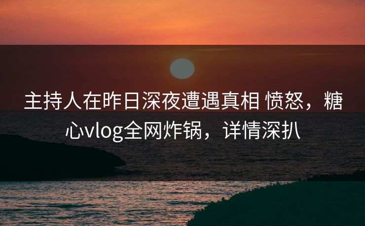 主持人在昨日深夜遭遇真相 愤怒，糖心vlog全网炸锅，详情深扒