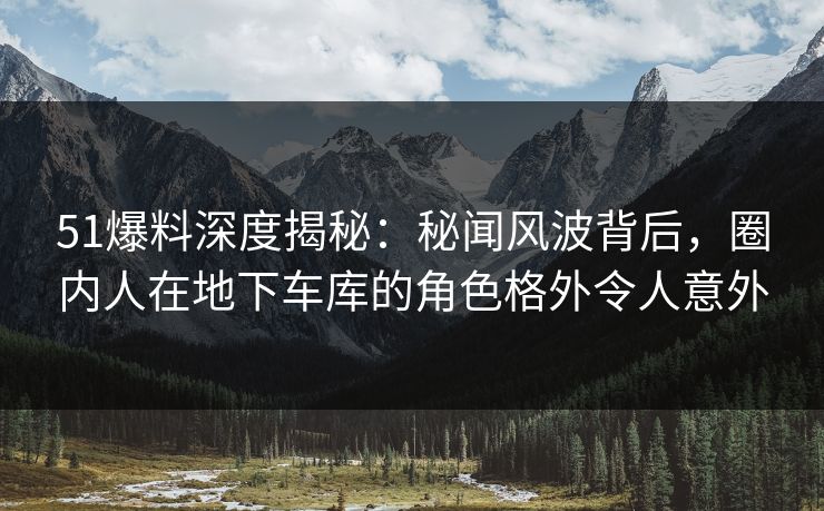 51爆料深度揭秘：秘闻风波背后，圈内人在地下车库的角色格外令人意外
