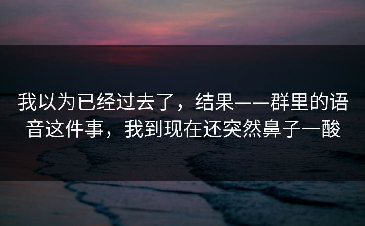 我以为已经过去了，结果——群里的语音这件事，我到现在还突然鼻子一酸