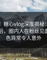 【爆料】糖心vlog深度揭秘：tangxin风波背后，圈内人在粉丝见面会的角色异常令人意外