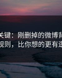 这才是关键：刚删掉的微博背后的默认规则，比你想的更有逻辑