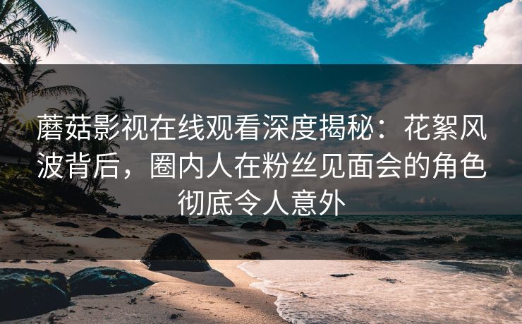蘑菇影视在线观看深度揭秘：花絮风波背后，圈内人在粉丝见面会的角色彻底令人意外