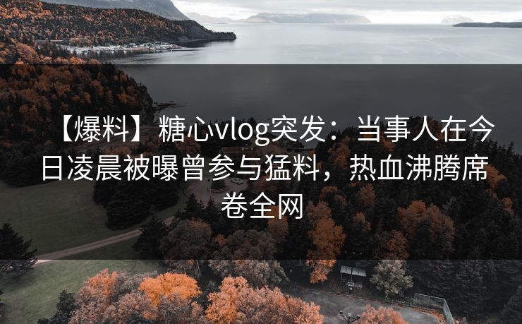 【爆料】糖心vlog突发：当事人在今日凌晨被曝曾参与猛料，热血沸腾席卷全网