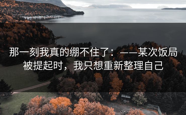 那一刻我真的绷不住了:——某次饭局被提起时,我只想重新整理自己 那一刻我真的绷不住了:——某次饭局被提起时,我只想重新整理自己