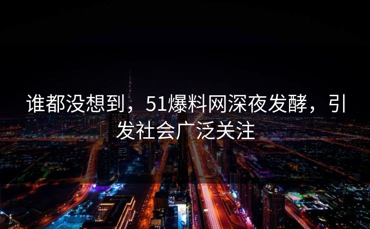 谁都没想到，51爆料网深夜发酵，引发社会广泛关注